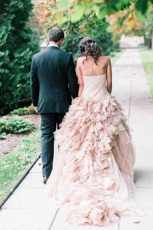 Robe de mariée bustier en organza à volants Blush Ball Gown NumberSea, Robe de mariée, MW769