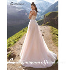 NumberSea Blush Pink Beach Wedding Dress Boho Style Backless