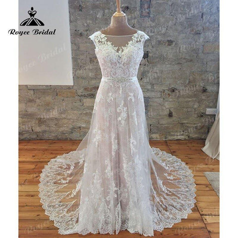 NumberSea Blush Pink Flügelärmeln A-Linie Brautkleid Spitzenapplikationen Offener Rücken 2025 Vintage Brautkleid Lang Tüll robe de mariée Elegant 