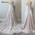 NumberSea Blush Pink Wedding Dress Lace Appliqued Tulle A Line Backless 2025 Tank V Neck Bridal Gowns vestido de novia
