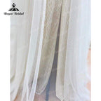 NumberSea Blush Pink Wedding Dress Tank V Neck Lace Applique Sleeveless Split Side Shiny Wedding Gowns vestido de novia de tul Bridal Gown