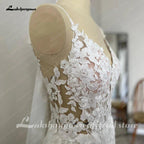 NumberSea Boheme A Line Boho Lace Floral Wedding Dress Open Back 2025 Wedding Gowns for Bride Spaghetti Straps Vestido Novia