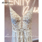 NumberSea Boheme A Line Wedding Dresses For Women Backless Civil Lace Appliques Bridal Church Wedding Gowns Vestidos de novias