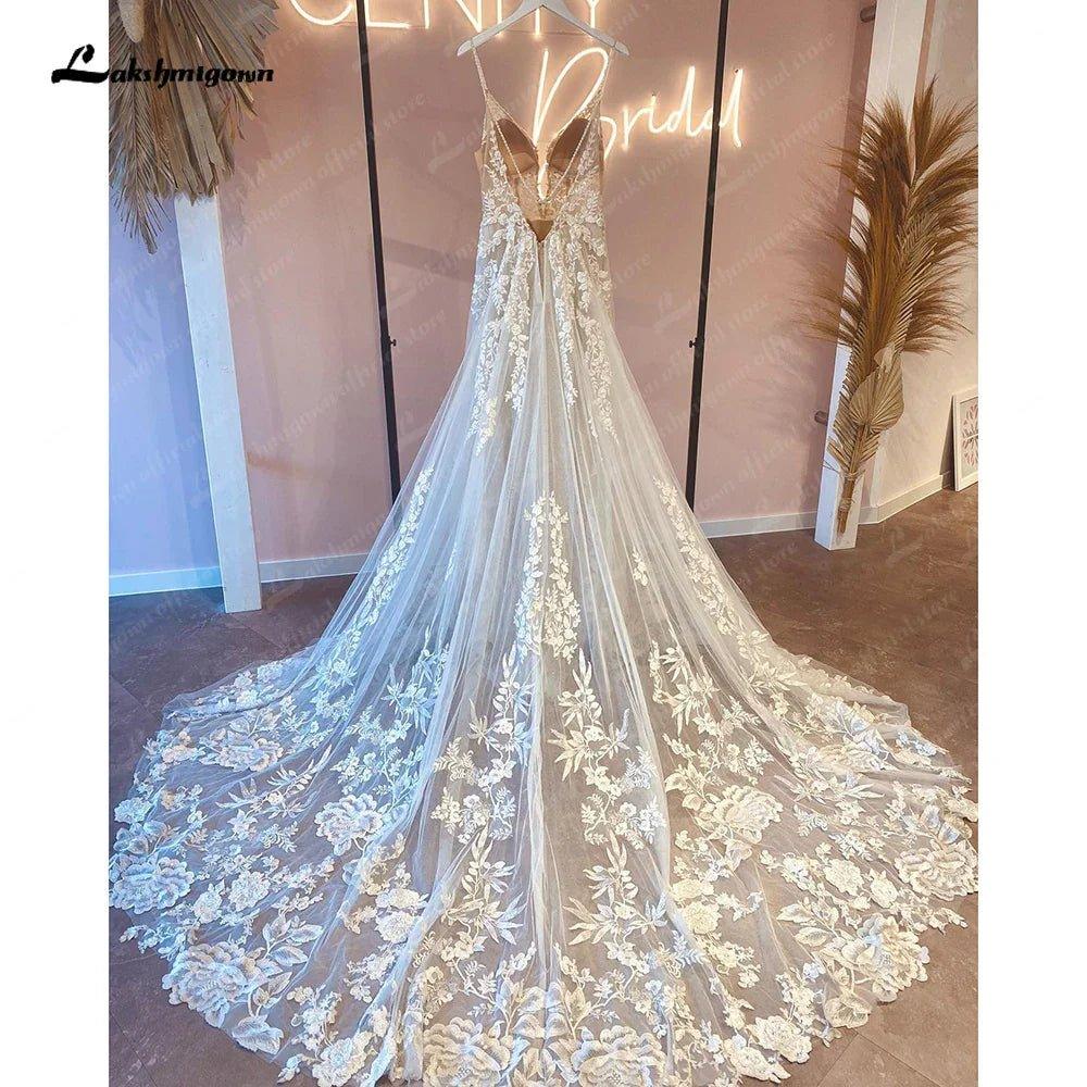 NumberSea Boheme A Line Wedding Dresses For Women Backless Civil Lace Appliques Bridal Church Wedding Gowns Vestidos de novias