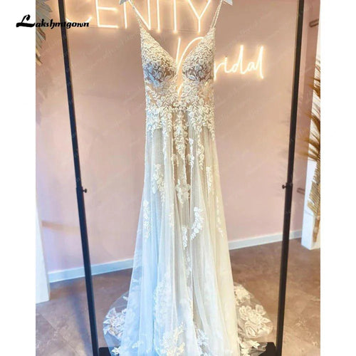 NumberSea Bohème Robes de Mariée Femme Dos Nu Ligne A Applications de Dentelle Civile Robes de Mariée Église Vestidos de Novias