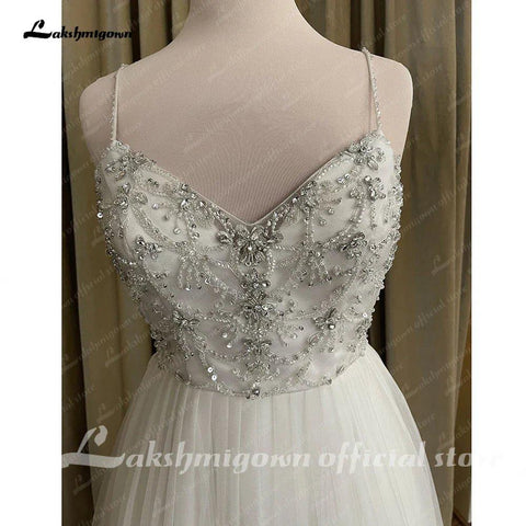 Vestido de noiva NumberSea Boheme Chic com missangas 2025, elegante, estilo country, princesa, costas abertas, vestido de noiva 