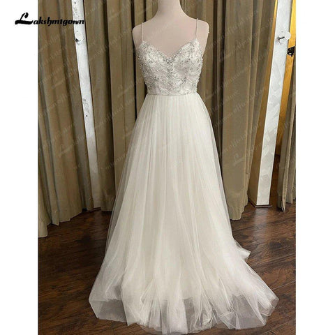 Vestido de noiva NumberSea Boheme Chic com missangas 2025, elegante, estilo country, princesa, costas abertas, vestido de noiva 