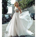 NumberSea Robes de mariée bohème perles dentelle plage