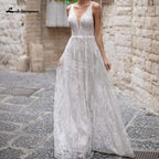 NumberSea Boho Appliques Backless A-line Wedding Dresses