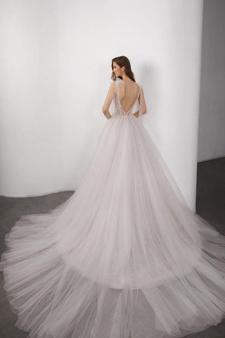 NumberSea Boho Brautkleid 2021 neu Sexy V-Ausschnitt rückenfrei Braut Brautkleid Luxus Kristall und Perlen Vestido de Novia Robe de Mariee