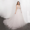 NumberSea boho Bridal Gown 2021 new Sexy V-neck backless Bride Wedding Dress Luxury Crystal and Pearls Vestido de novia Robe de mariee