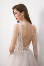 NumberSea boho Bridal Gown 2021 new Sexy V-neck backless Bride Wedding Dress Luxury Crystal and Pearls Vestido de novia Robe de mariee