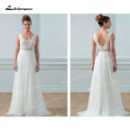 NumberSea Boho Chiffon A-Line Wedding Dresses Sweetheart Neck Corset Sexy Open Back Sleeveless Pleats Sweep/Brush Train Beach Bride Gowns