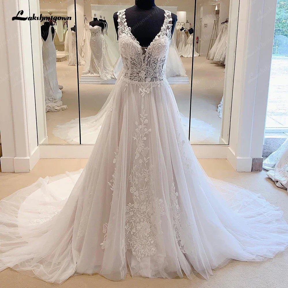 NumberSea Boho Lace Appliques Wedding Dresses 2025  Civil Bridal Beach Wedding Gowns Vestidos de festa Party Gowns