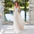 NumberSea Boho Lace Wedding Dress Sleeveless Beach Bride Dress A-Line
