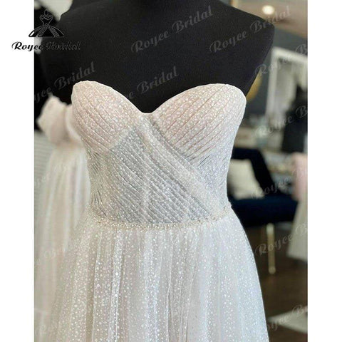NumberSea Boho Polka Dots Tüll Flügelärmeln Schatz Boho Hochzeitskleid für Frauen 2022 Braut Falten Empfangspartykleid Noiva Vestido