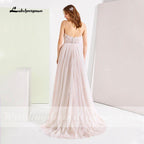 NumberSea Boho Spaghetti Straps Wedding Dresses 2021 vestido de noiva Plus Size Beach Wedding Gowns Elagant Tulle A-line Bridal Dresses