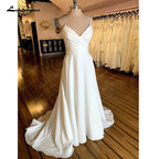 NumberSea Boho V-Neck Wedding Dress For Women 2025 Pleat Civil Bridal Beach Wedding Gowns Spaghetti Straps