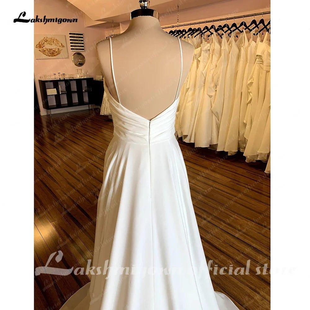 NumberSea Boho V-Neck Wedding Dress For Women 2025 Pleat Civil Bridal Beach Wedding Gowns Spaghetti Straps