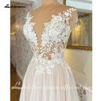 NumberSea Boho Wedding Dress with Cape Beach Summer 2025 Lace A Line Bridal Gowns V Neck Backless Vestido Verano