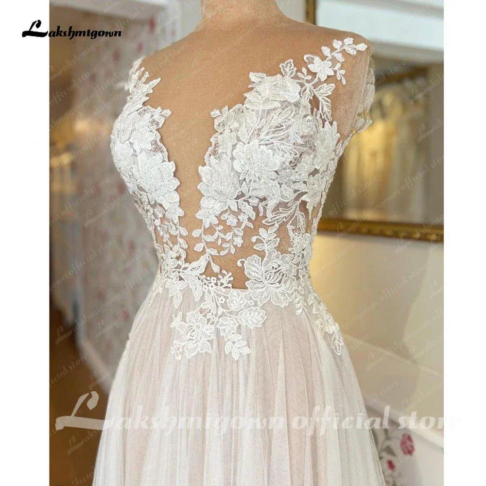 NumberSea Boho Wedding Dress with Cape Beach Summer 2025 Lace A Line Bridal Gowns V Neck Backless Vestido Verano