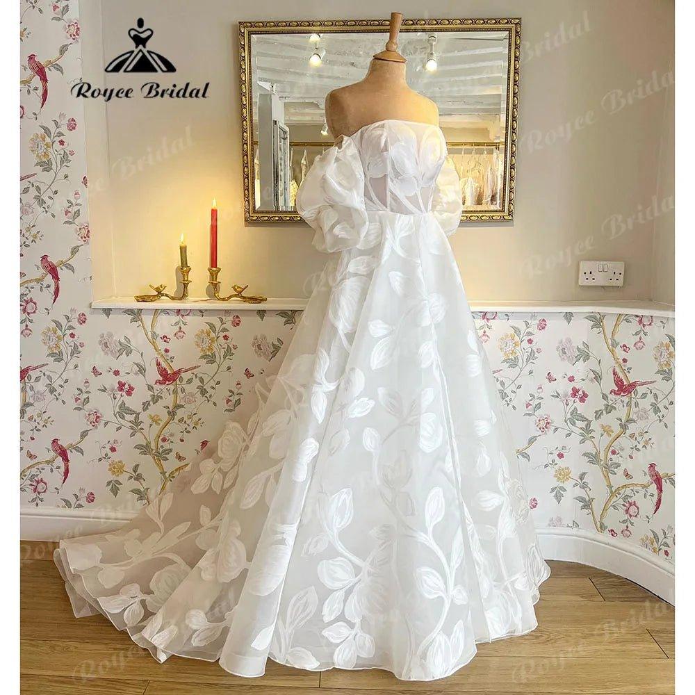 NumberSea Brautkleid Princess Lace Floral Off Shoulder Wedding Dress with Short Sleeve 2024 Bridal Gown Women robe de soirée de mariage