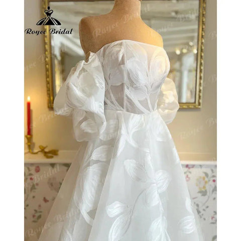 NumberSea Brautkleid Prinzessin Spitze Floral Off Schulter Hochzeit Kleid mit Kurzarm 2024 Brautkleid Frauen robe de soirée de mariage 