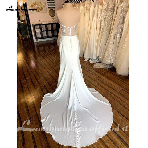 NumberSea Braut Crepe Meerjungfrau Hochzeit Kleid 2025 Trouwjurken Vintage Schatz Boho Hochzeit Kleider Vestidos de Nova 