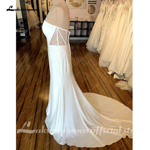 NumberSea Braut Crepe Meerjungfrau Hochzeit Kleid 2025 Trouwjurken Vintage Schatz Boho Hochzeit Kleider Vestidos de Nova 