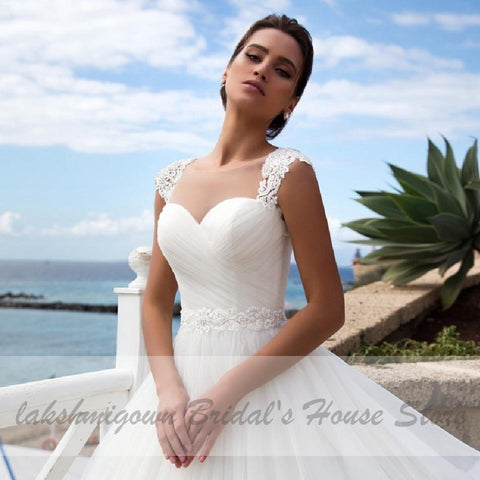 NumberSea Brautkleid Hochzeitskleid Schnürung am Rücken Bodenlang