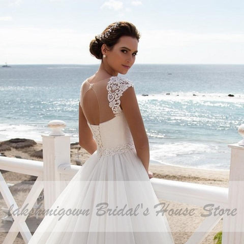 NumberSea Brautkleid Hochzeitskleid Schnürung am Rücken Bodenlang