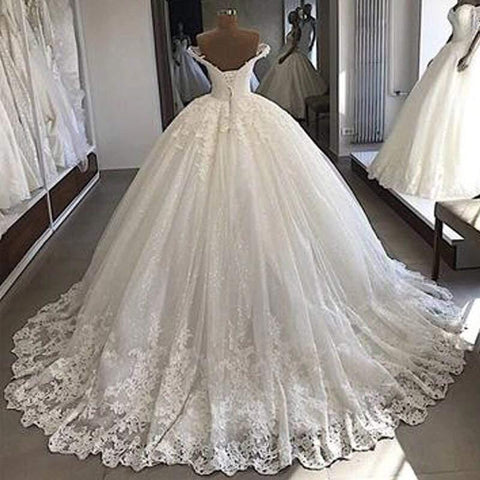 NumberSea Brautkleider Ballkleid Spitzenapplikation Hochzeitskleid