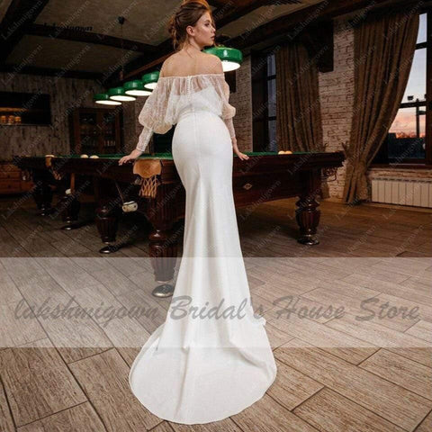 NumberSea Braut Meerjungfrau Hochzeit Kleid Satin Sexy Frauen Spitze
