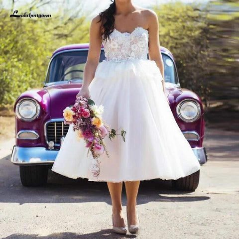 NumberSea Brautkleid in knielanger Übergröße, Sommer