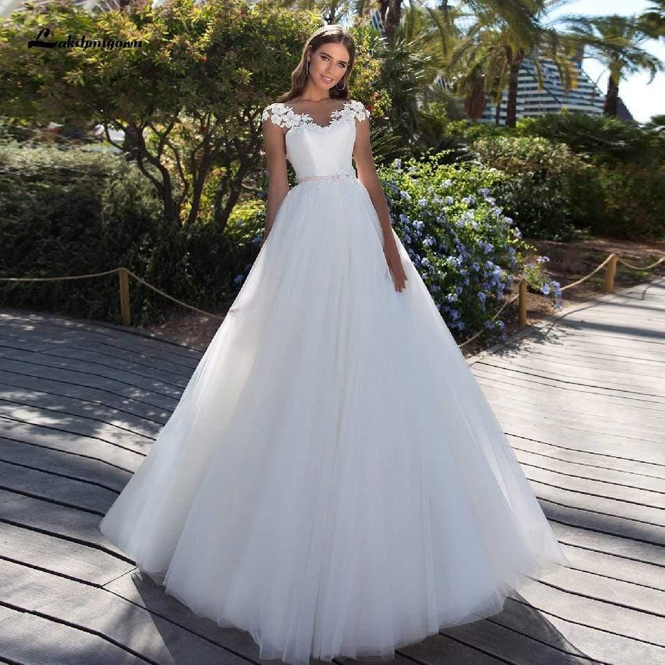 NumberSea Bridal White Dresses Tulle Wedding Dresses