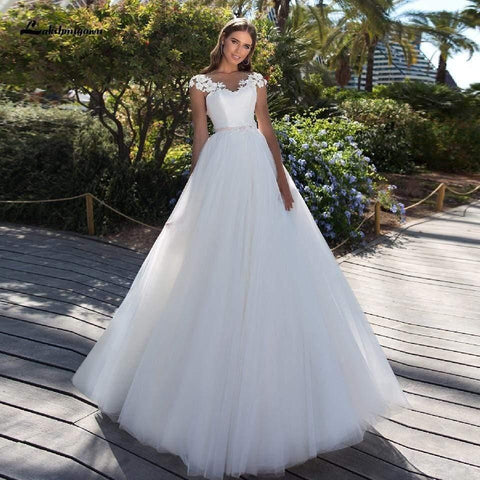 NumberSea Bridal Weiße Kleider Tüll Brautkleider
