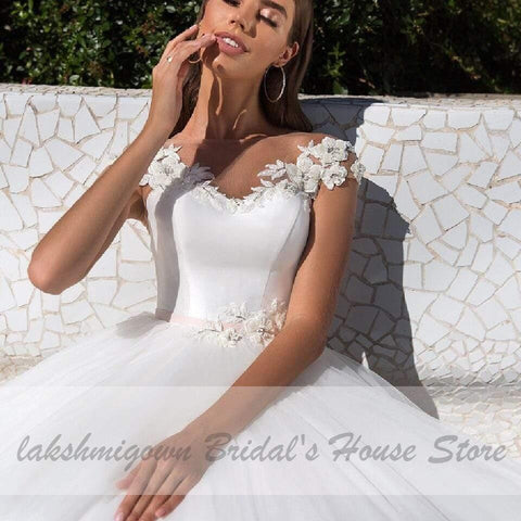 NumberSea Bridal Weiße Kleider Tüll Brautkleider