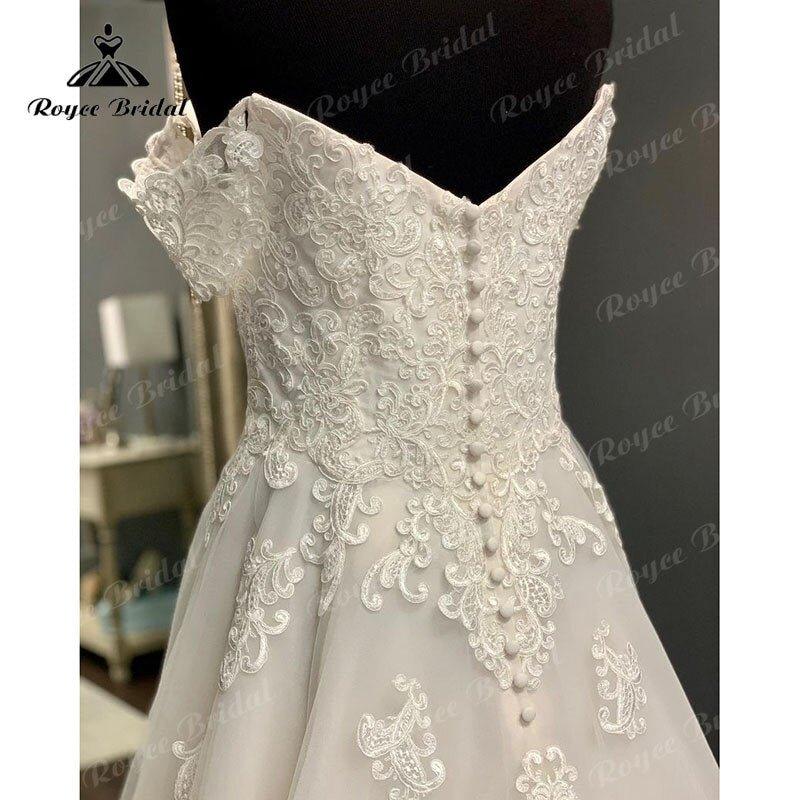 NumberSea Cap Sleeve Sweep Train V Neck Lace Appliques Wedding Dress Off the Shoulder Sweep Train 2025  Civil Bridal Boho Wedding Gowns