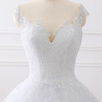 NumberSea Cap Sleeves White Scoop Lace Wedding Dresses Online, Cheap Bridal Dresses,MW427