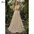 NumberSea Robes de mariée A-Ligne pailletées brillantes Champagne