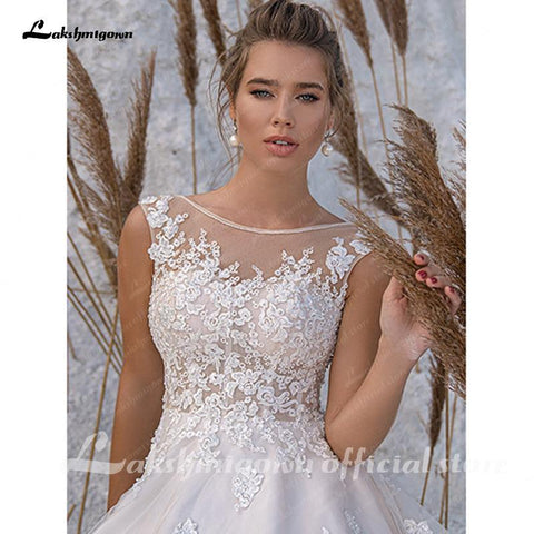 NumberSea Champagner Brautkleider Glänzender Tüll
