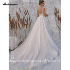 NumberSea Champagne Wedding Dresses Shiny Tulle