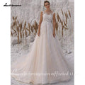 NumberSea Robes de mariée champagne Tulle brillant
