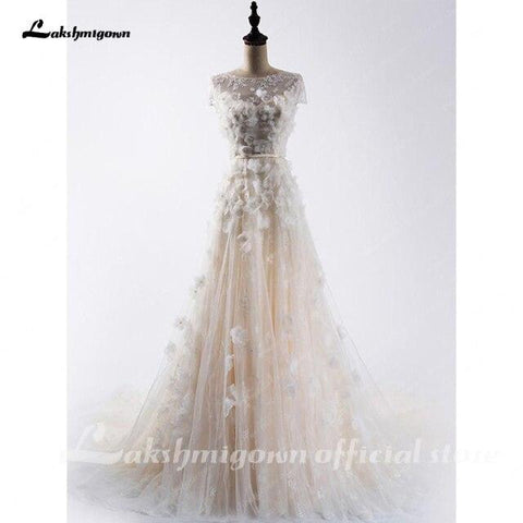 NumberSea – Bezauberndes, bodenlanges A-Linien-Brautkleid mit U-Ausschnitt