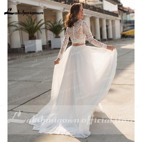 NumberSea Charmante Strand Spitze Brautkleider A-Linie