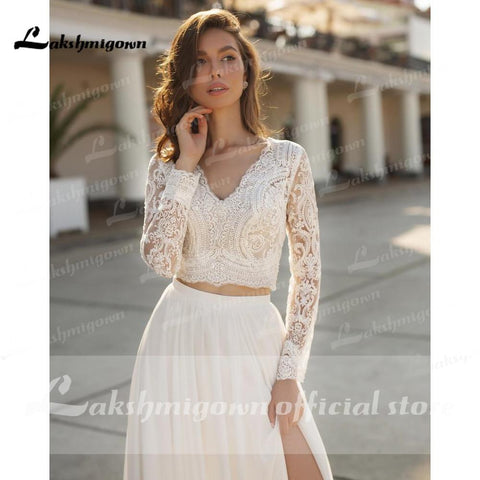 NumberSea Charmante Strand Spitze Brautkleider A-Linie