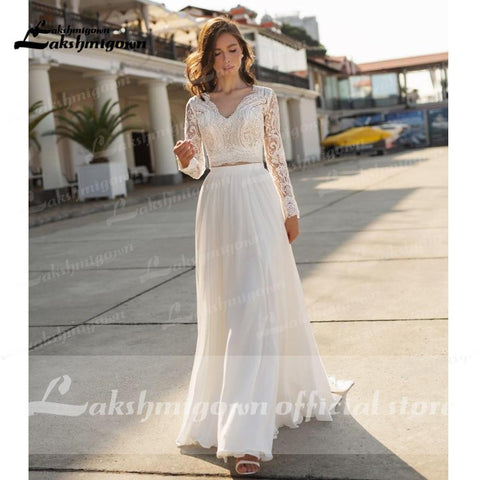 NumberSea Charmante Strand Spitze Brautkleider A-Linie