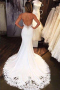 NumberSea Incantevole Sirena Sweetheart Schiena Scoperta Abito da Sposa Lungo in Pizzo Bianco con Strascico, MW473