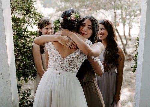 NumberSea Günstige A-Linie Bateau Langarm Rustikale Spitze Brautkleider, MW507