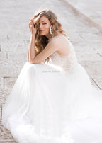 NumberSea Cheap Halter A Line Soft Tulle Wedding Dresses 2021 Inside Lace Appliques Beaded Sash Sleeveless Floor Length Turkey Bridal Gown